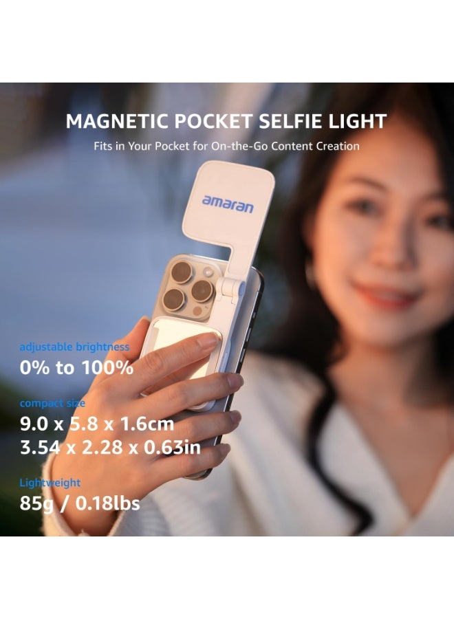 AMARAN Magnetic LED Phone Light Compatible with MagSafe Mini Phone Light,Rechargeable Portable Mirror LED Phone Light for Selfie,Makeup,Video Conference,TikTok,Compatible with iPhone&Android (Pink) - Image 2